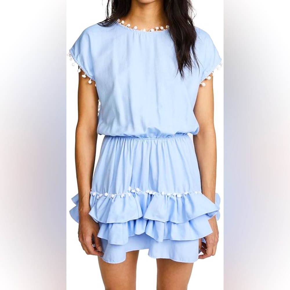 Peixoto Women's Nissi Pom-Pom Dress Swim Cover-Up (M, Sky Blue) New with tag